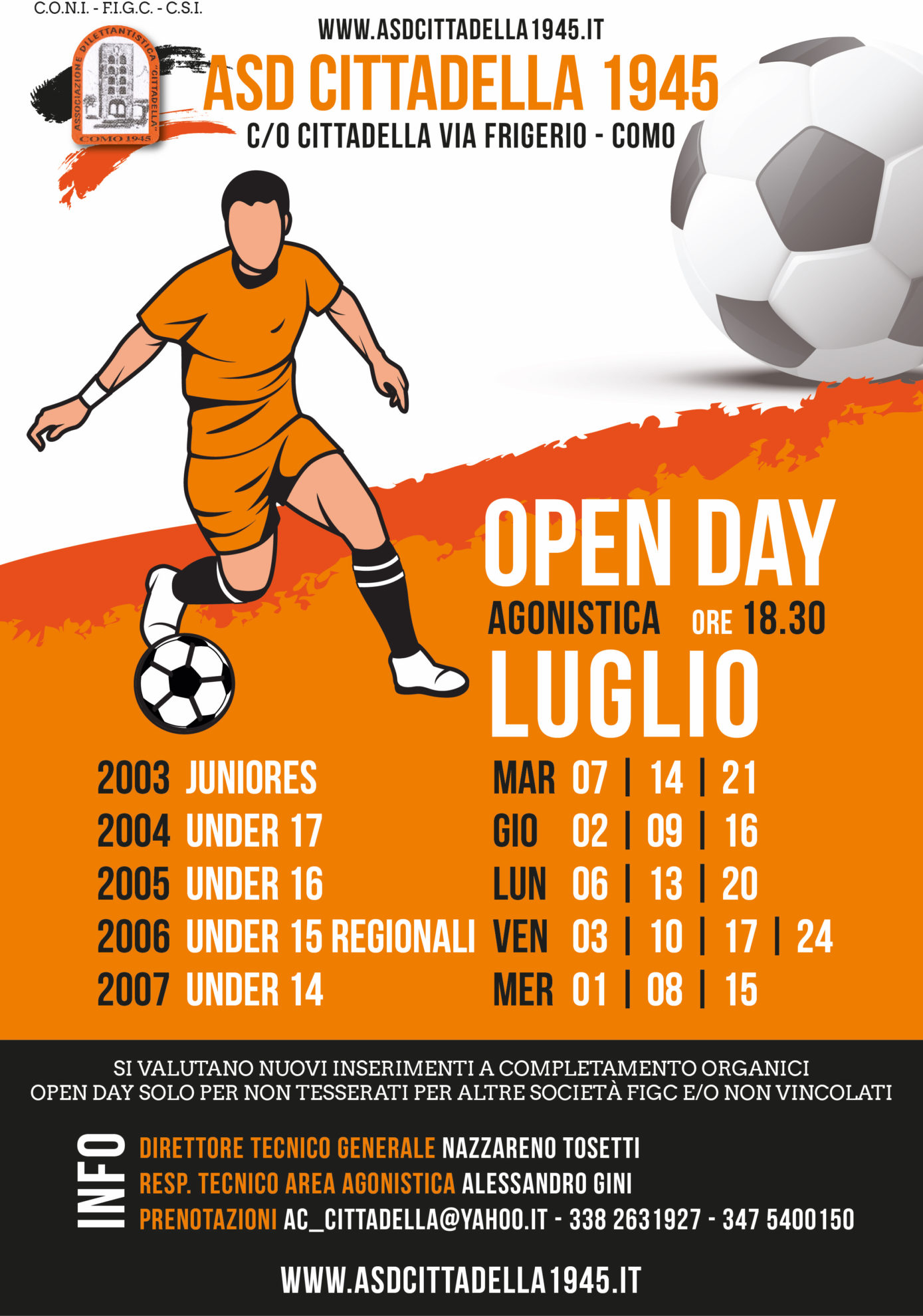 OPEN DAY Cittadella AGONISTICA 2O020 2021